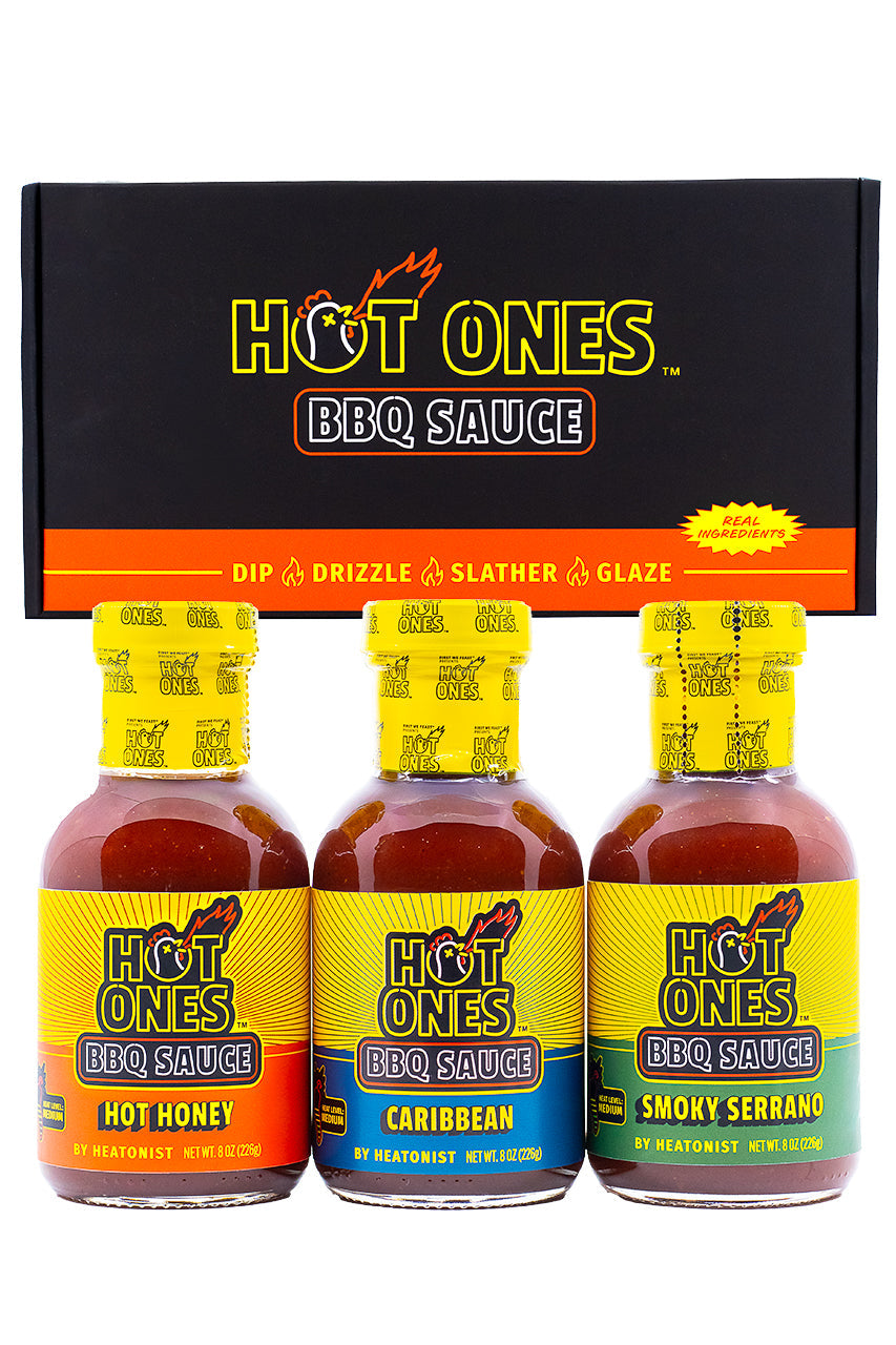 Hot Ones BBQ Trio Pack (Hot Honey / Caribbean / Smoked Serrano) A7